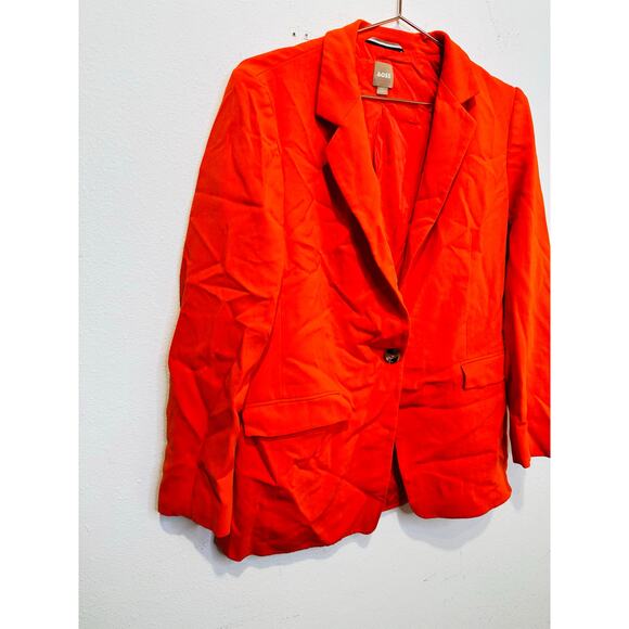 BOSS Burnt Orange Long Sleeve Tie Waist Oversized Blazer Jacket Size US 6 - Picture 5 of 14